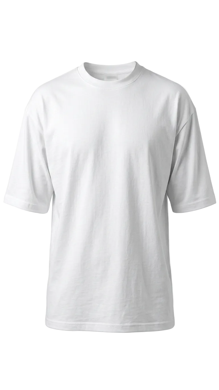 A plain white short-sleeve drop shoulder t-shirt displayed against a clean white background.
