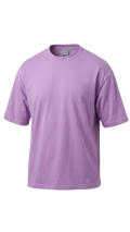 A light purple short-sleeve drop shoulder t-shirt displayed on a clean white background.