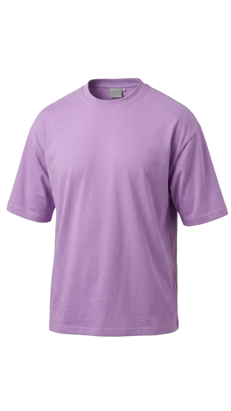 A light purple short-sleeve drop shoulder t-shirt displayed on a clean white background.