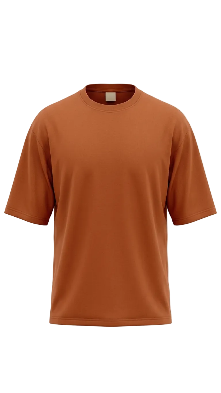 A short-sleeve drop shoulder t-shirt in a chocolate brown color, displayed on a clean white background.